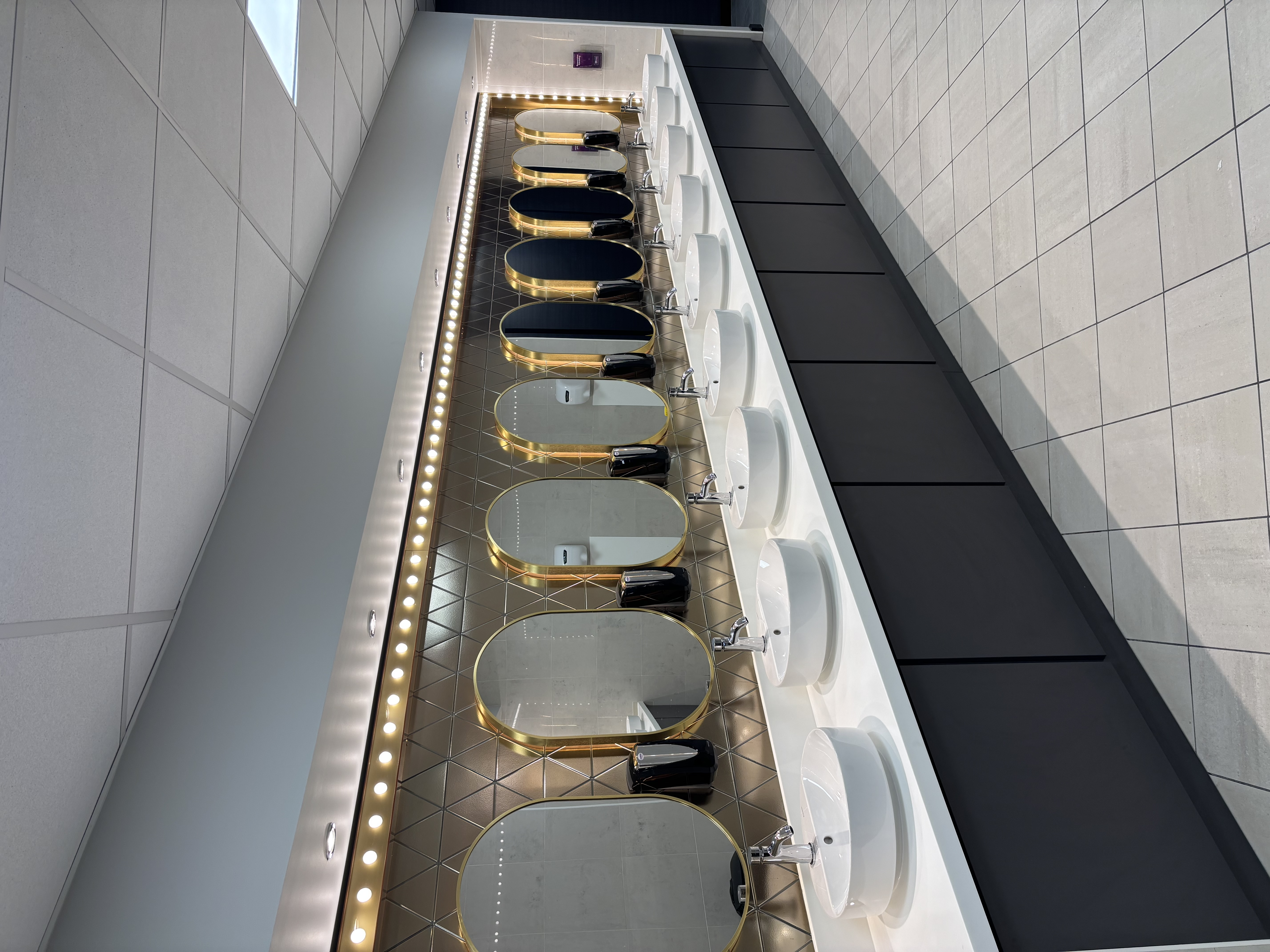 Completed bank of washbasins at the bingo club